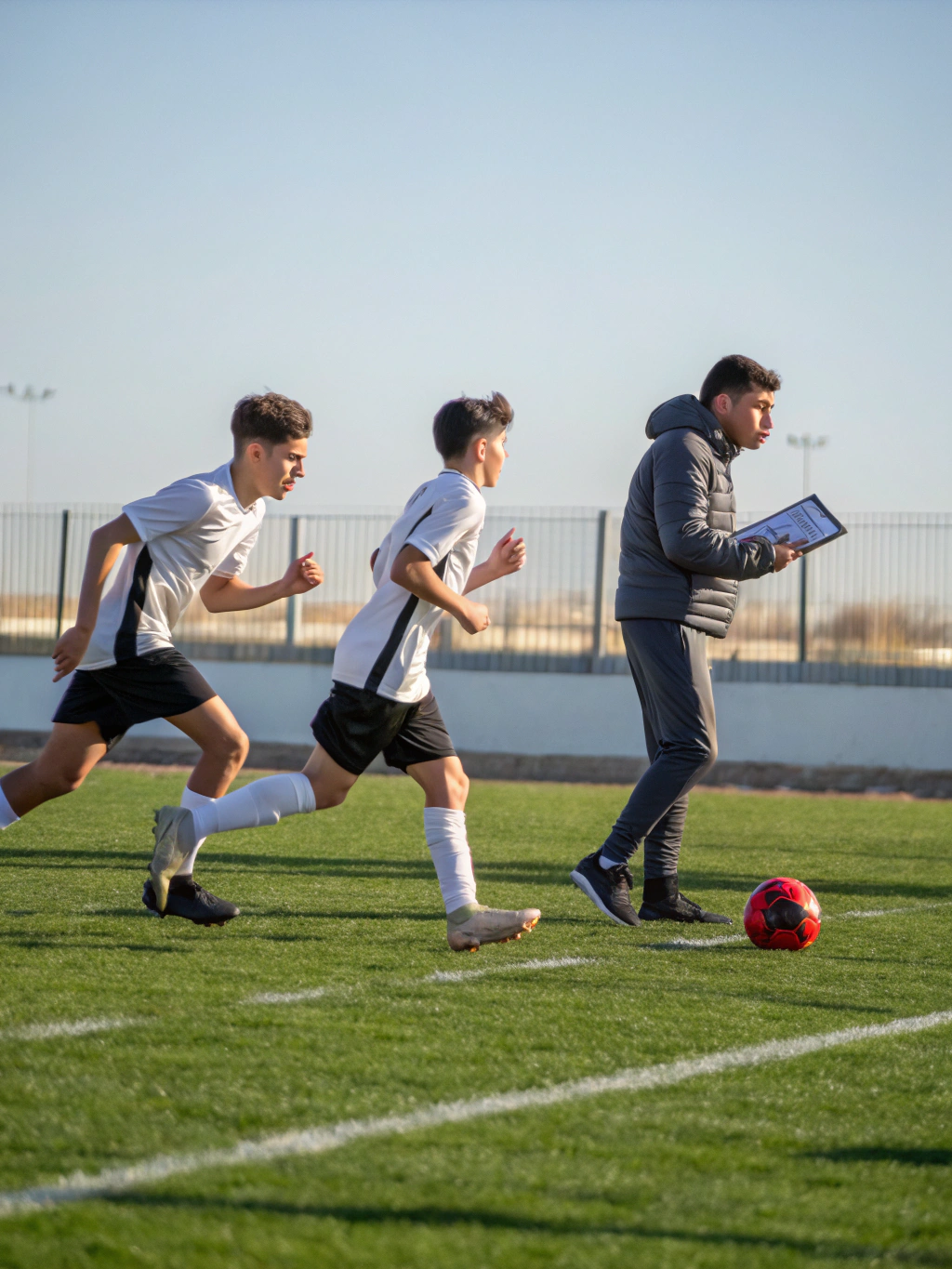 Dedicated coach giving tactical instructions