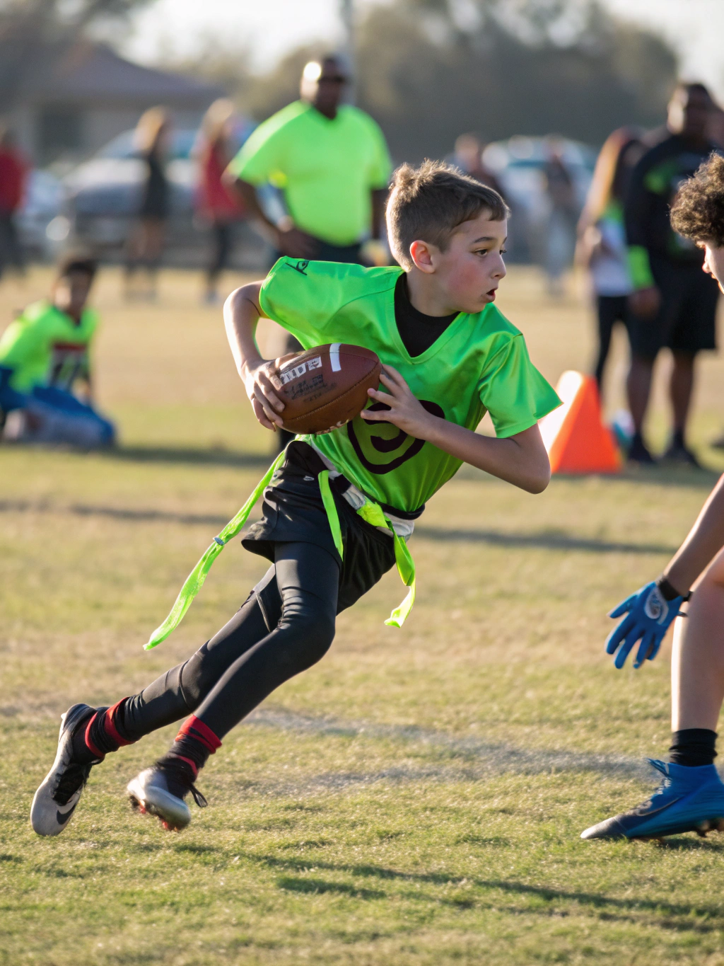 Skilled player dribbling past a defender