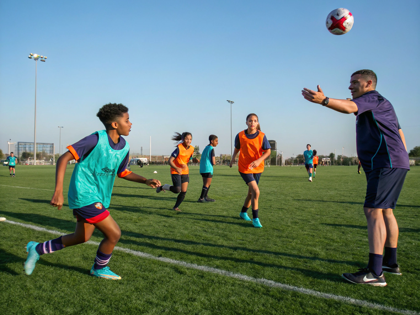 Youth players engaged in an intense training session